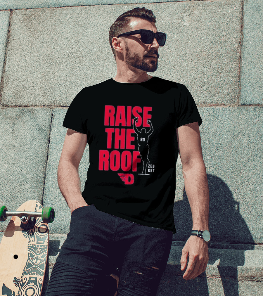 Dayton Basketball Raise The Roof Zed Key 23 T-Shirt