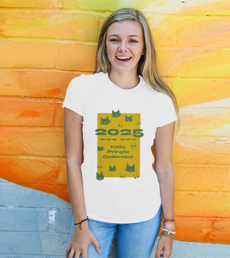 2025 Kelly Pringle Cat Calendar T-Shirt