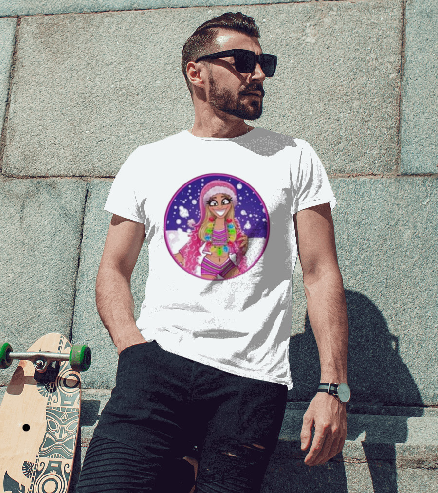 Merry Brittmas Wrestling Funny Christmas Outfit Santa Hat Cartoon T-Shirt