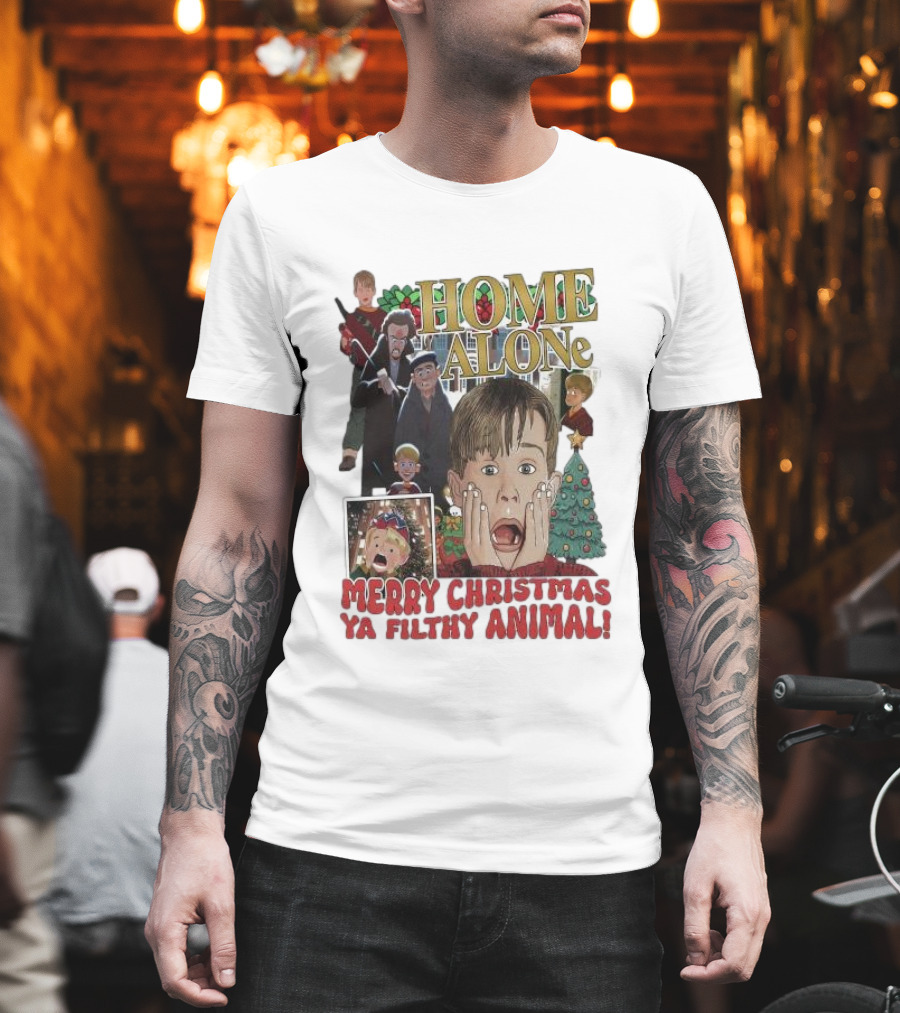 Home Alone Merry Christmas Ya Filthy Animal Kevin McCallister Holiday Movie Collage T-Shirt