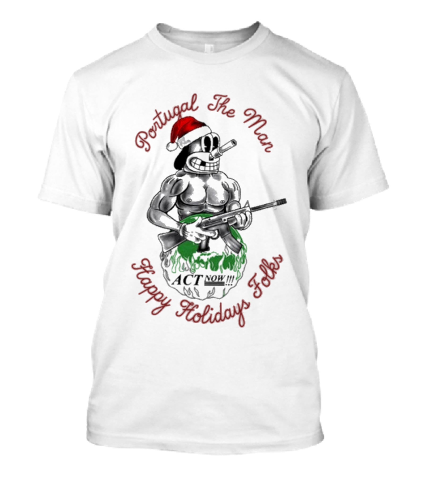 Portugal The Man Happy Holidays Folks Act Now Santa Comic T-Shirt