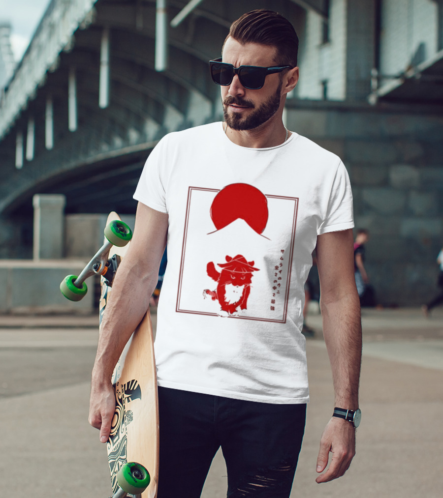Samurai Unico Uniuni Runin Cat With Rising Sun T-Shirt