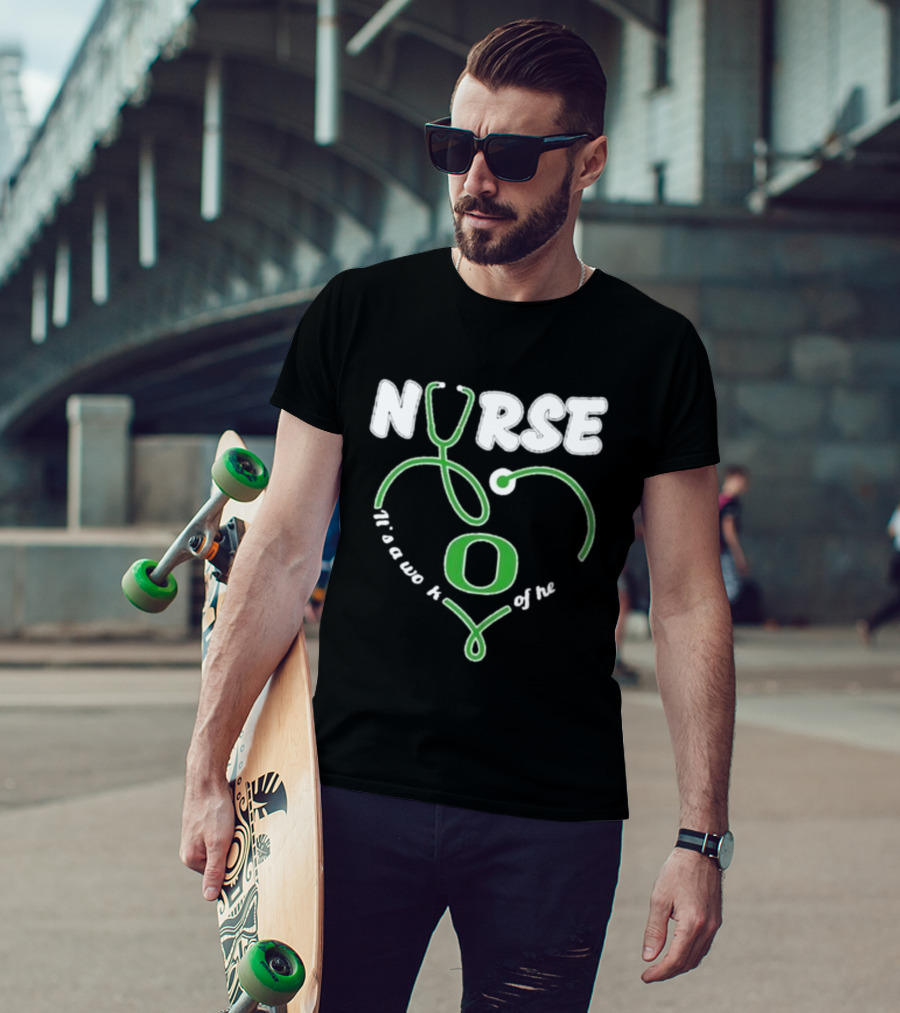 Oregon Ducks Nurse It’s A Work Of Heart Stethoscope T-Shirt