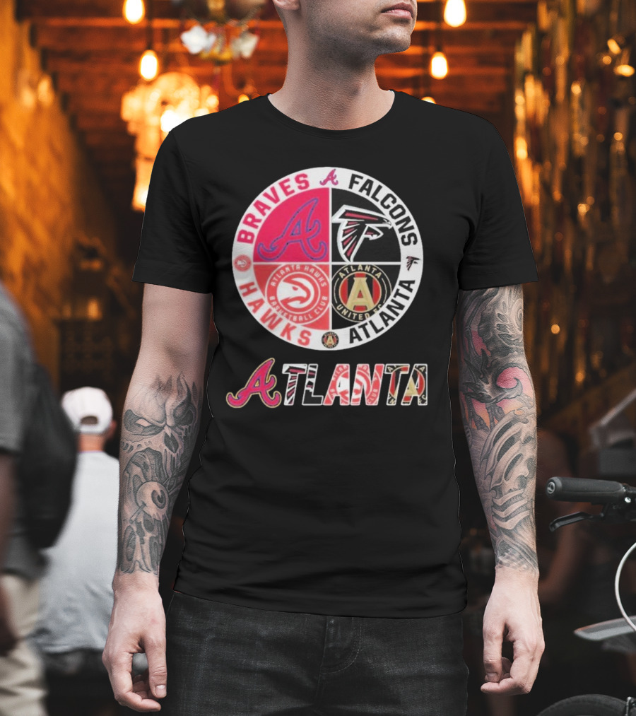 Atlanta Braves Falcons Hawks United FC Logos T-Shirt