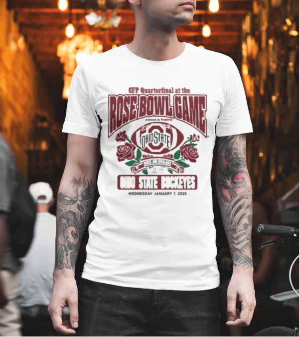 CFP Quarterfinal at the Rose Bowl Game Ohio State Buckeyes Wednesday January 1 2025 T-Shirt CFP Quarterfinal at the Rose Bowl Game Ohio State Buckeyes Wednesday January 1 2025 T-Shirt
