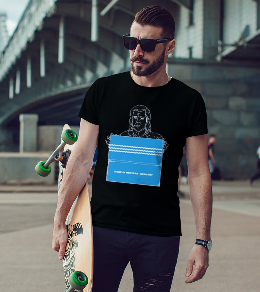 Made In Western Germany Pulp Fiction Blue Box Holder T-Shirt