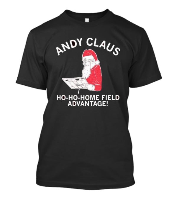 Andy Claus Santa in KC Hat with Playbook Ho...T-Shirt Andy Claus Santa in KC Hat with Playbook Ho...T-Shirt