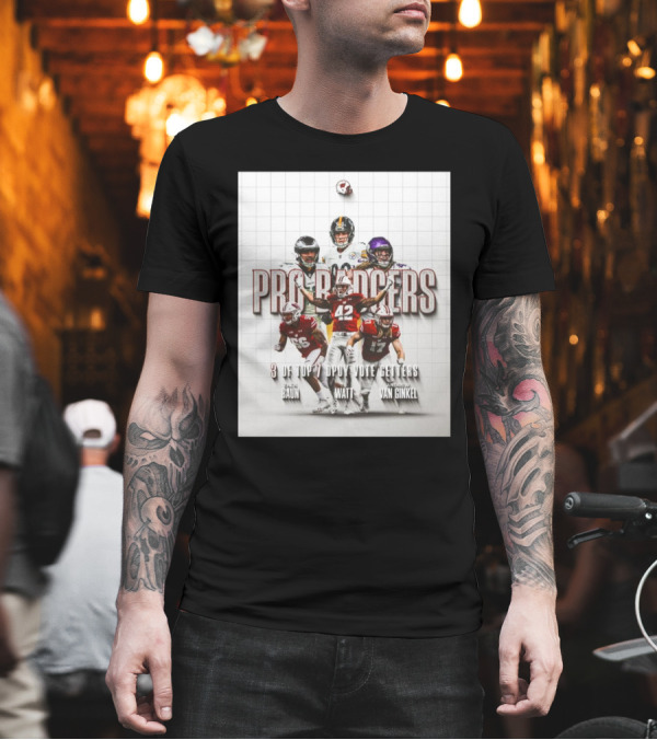 Wisconsin Football Pro Badgers NFL Stars Zack Baun TJ Watt Andrew Van Ginkel DPOY Vote Getters T-Shirt Wisconsin Football Pro Badgers NFL Stars Zack Baun TJ Watt Andrew Van Ginkel DPOY Vote Getters T-Shirt