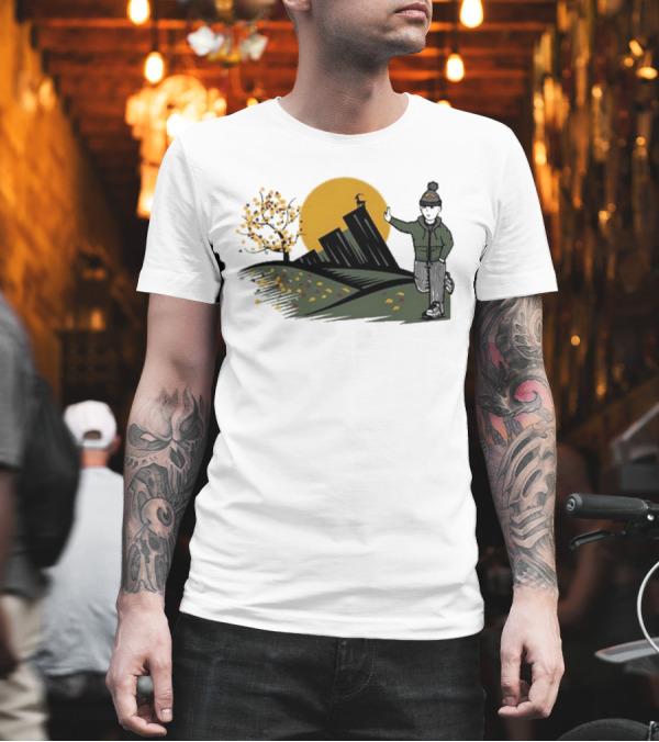 Daft Laddie Autumn Outdoors Skyline with Person Walking T-Shirt Daft Laddie Autumn Outdoors Skyline with Person Walking T-Shirt