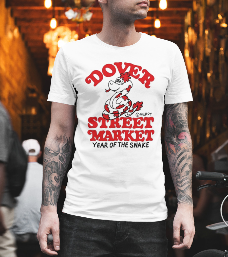 Dover Street Market X Year Of The Snake Red Text Desempacados Verdy Collaboration T-Shirt