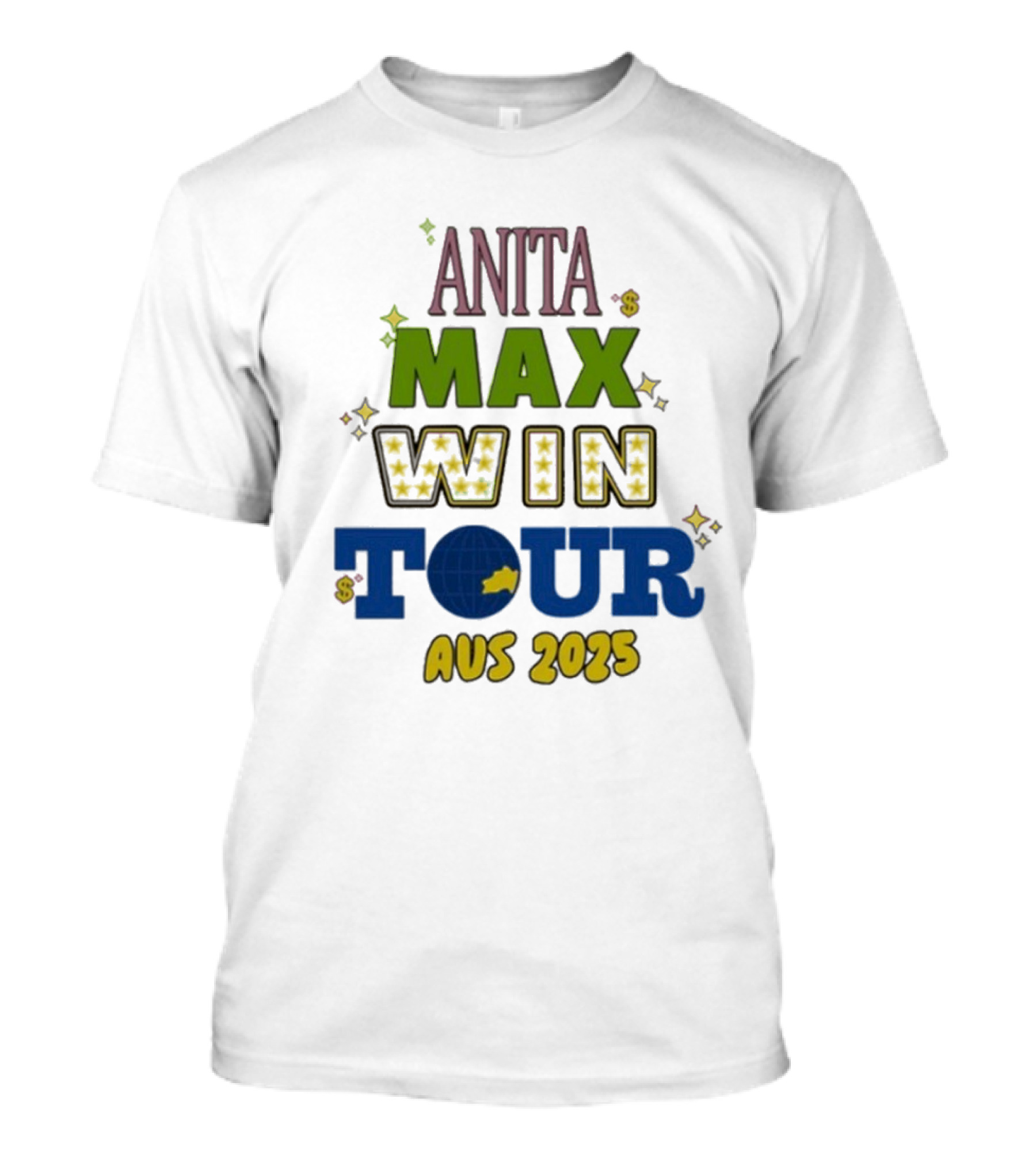 Anita Max Win Tour AUS 2025 Stars And Globe Design T-Shirt
