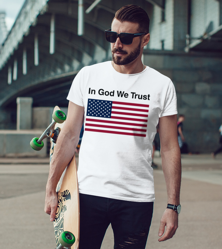 Eric Adams In God We Trust American Flag Pattern T-Shirt