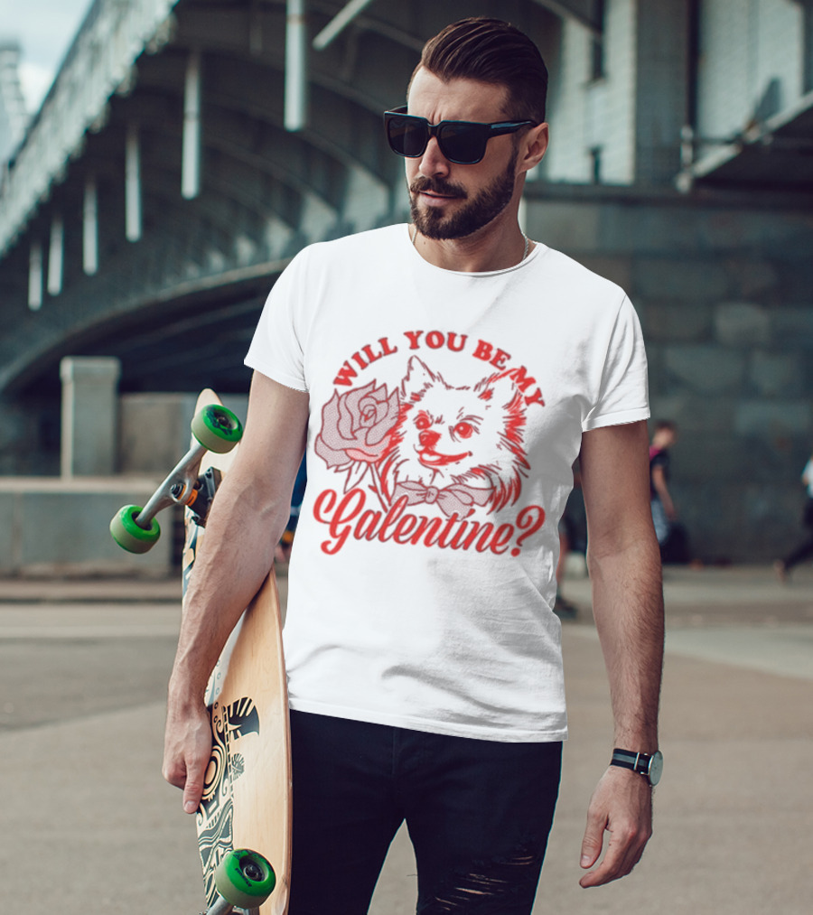 Will You Be My Galentine Hatchi Rose Dog Bow Tie T-Shirt