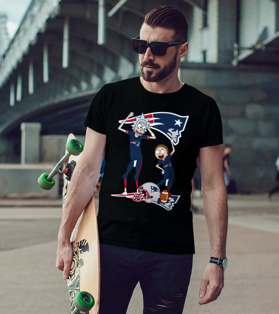 Rick And Morty New England Patriots NFL Crossover T-Shirt