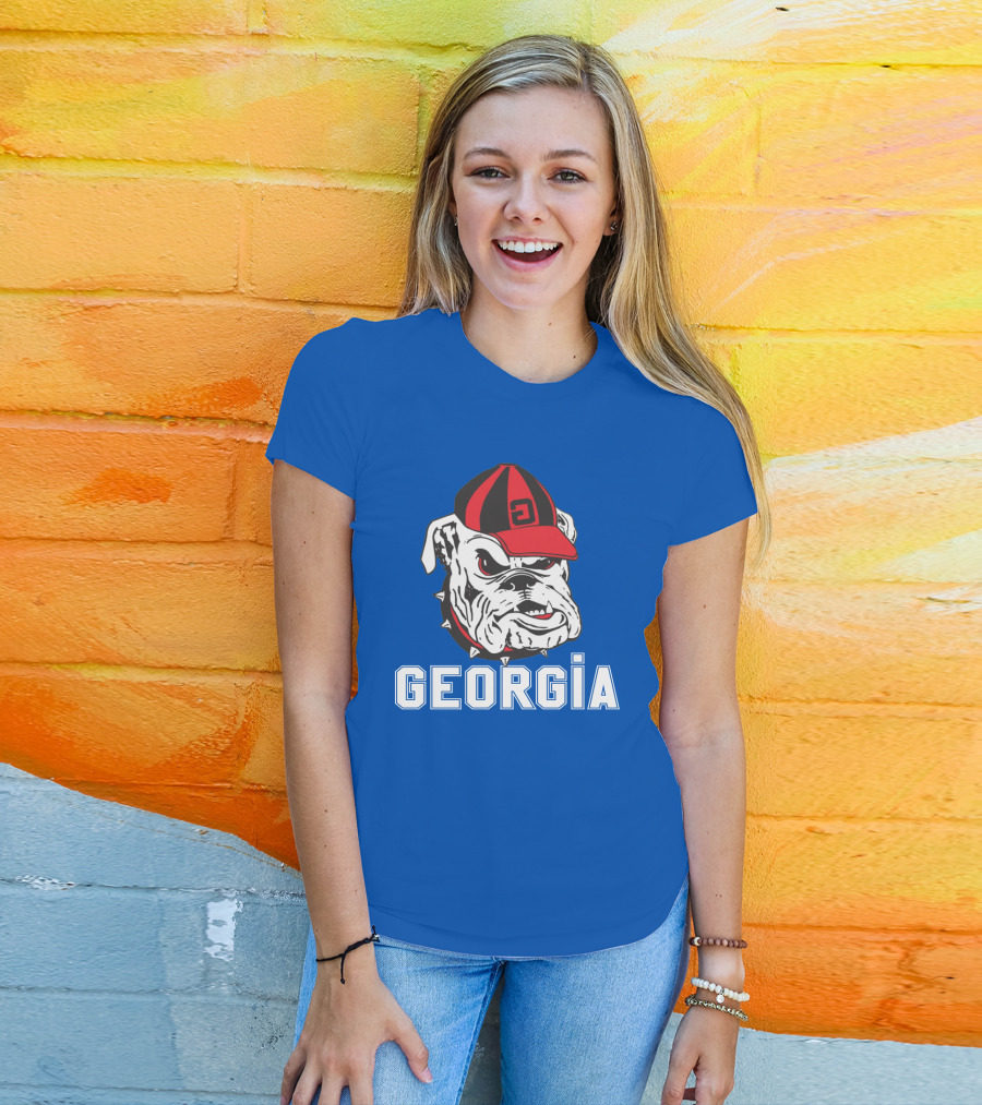 Georgia Bulldogs Vintage Red And Black Cap Bulldog T-Shirt