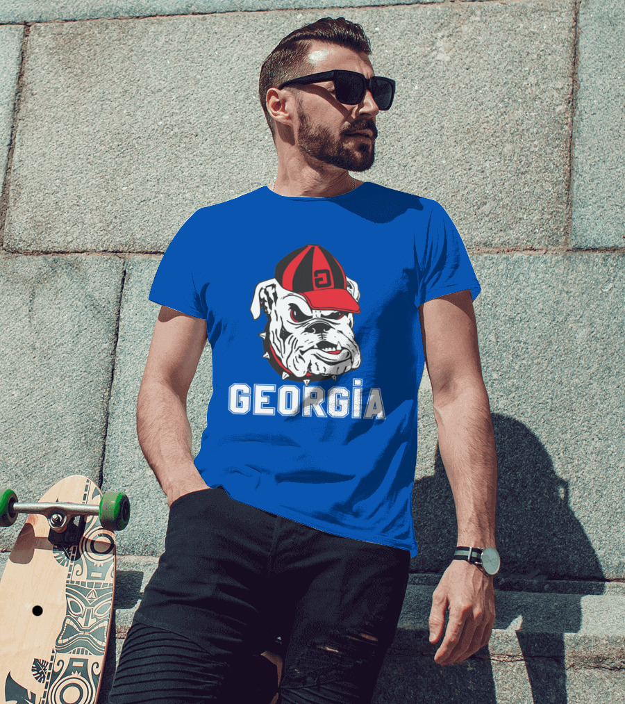 Georgia Bulldogs Vintage Red And Black Cap Bulldog T-Shirt