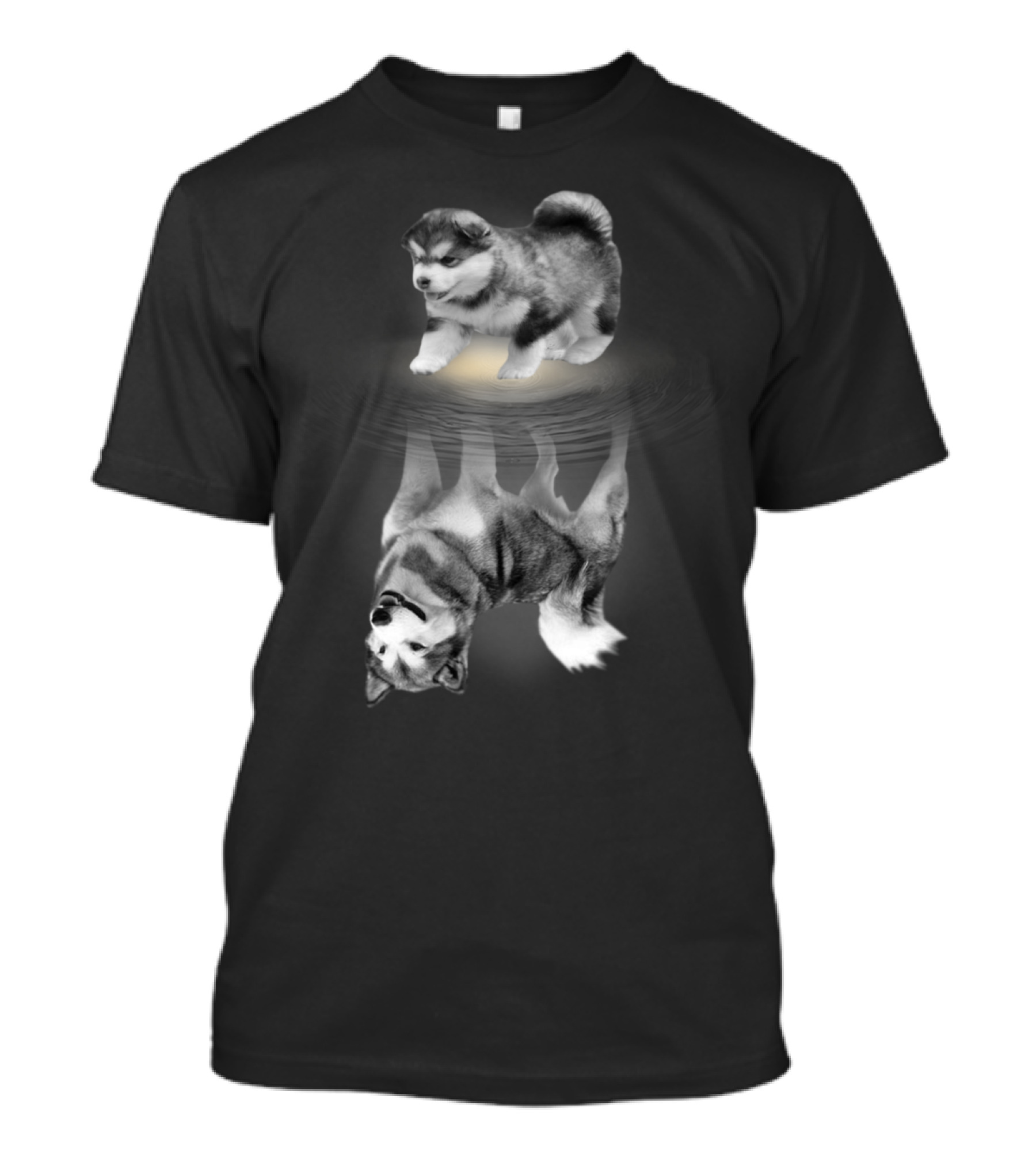 Alaskan Malamute Puppy And Reflection Illustration With Anatomy T-Shirt