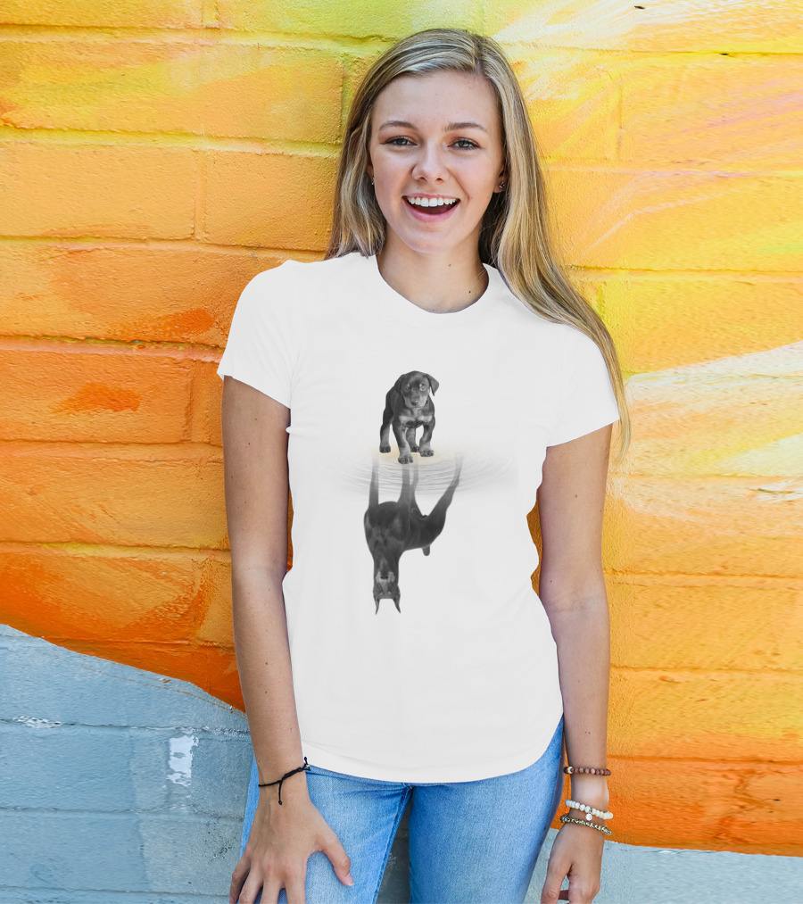 Doberman Puppy Reflection Women Men Kids Dog Love Pet T-Shirt