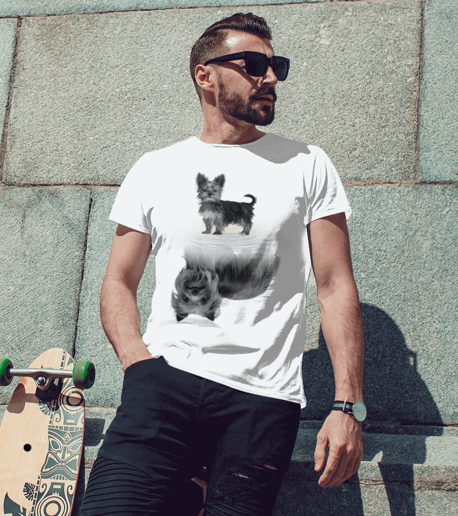 Yorkshire Terrier Reflection Art In I Love My Yorkie T-Shirt
