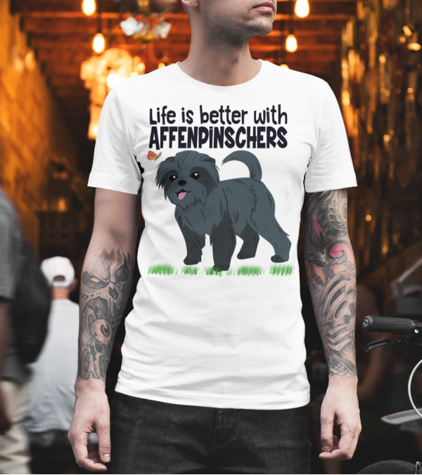 Life is Better with Affenpinschers and Butterfly T-Shirt Life is Better with Affenpinschers and Butterfly T-Shirt