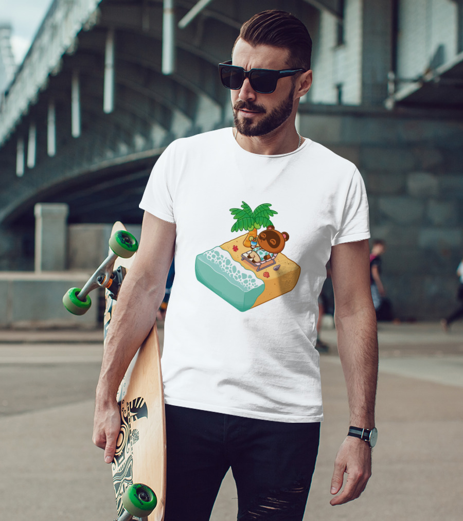 Tom Nook Beach Relaxation Paradise Island Scene T-Shirt
