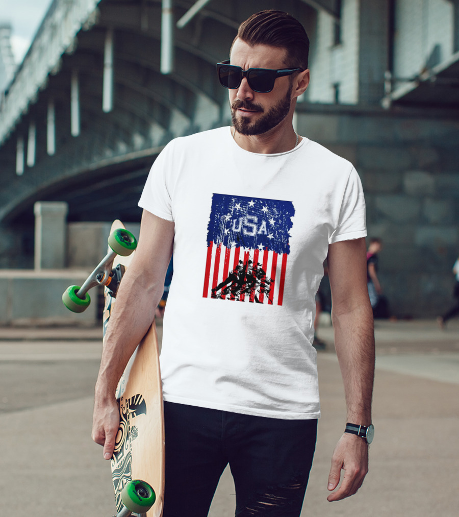 USA Stars And Stripes Iwo Jima Flag T-Shirt