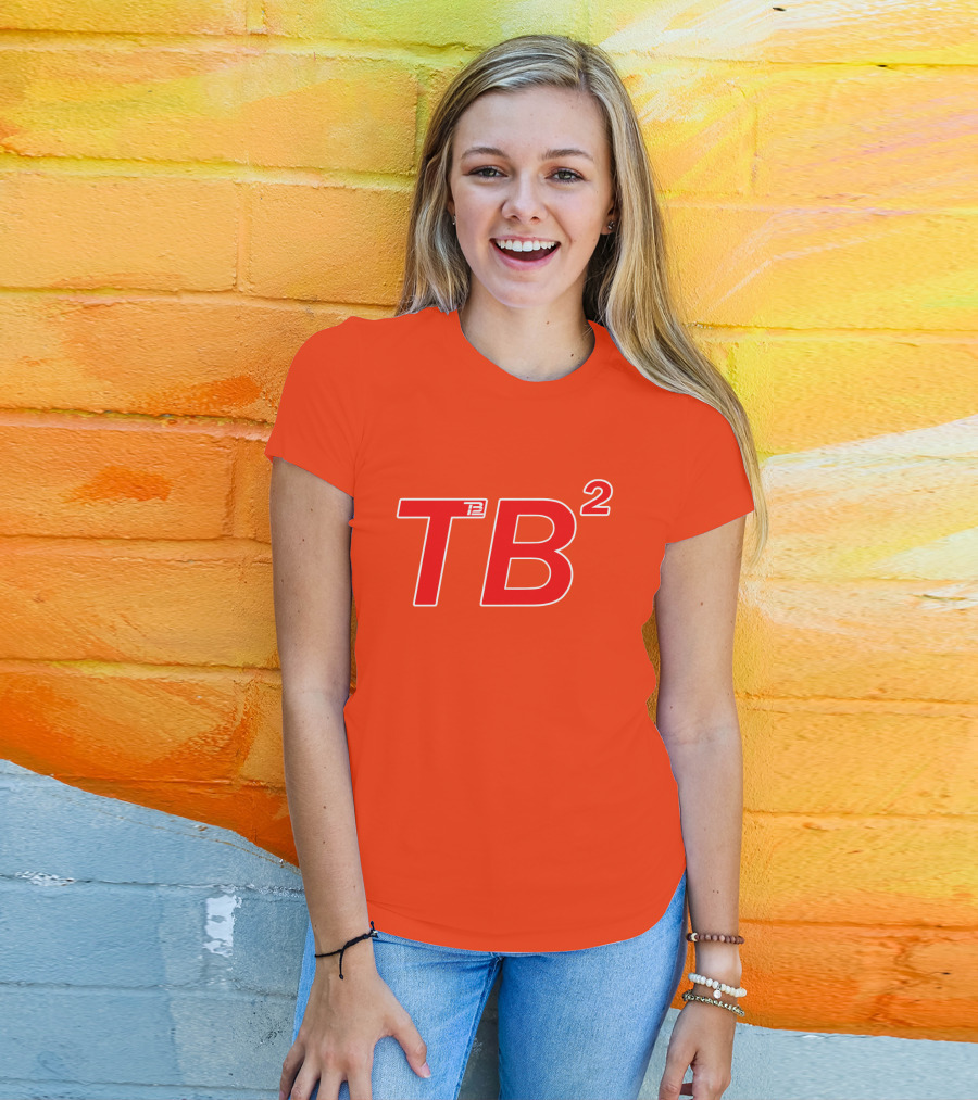 TB² TB12 Red And White Icon On Orange Background T-Shirt