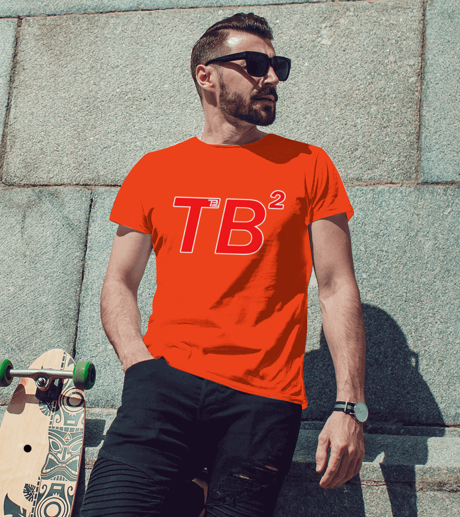TB² TB12 Red And White Icon On Orange Background T-Shirt