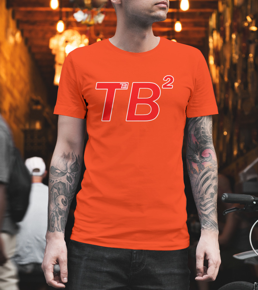 TB² TB12 Red And White Icon On Orange Background T-Shirt