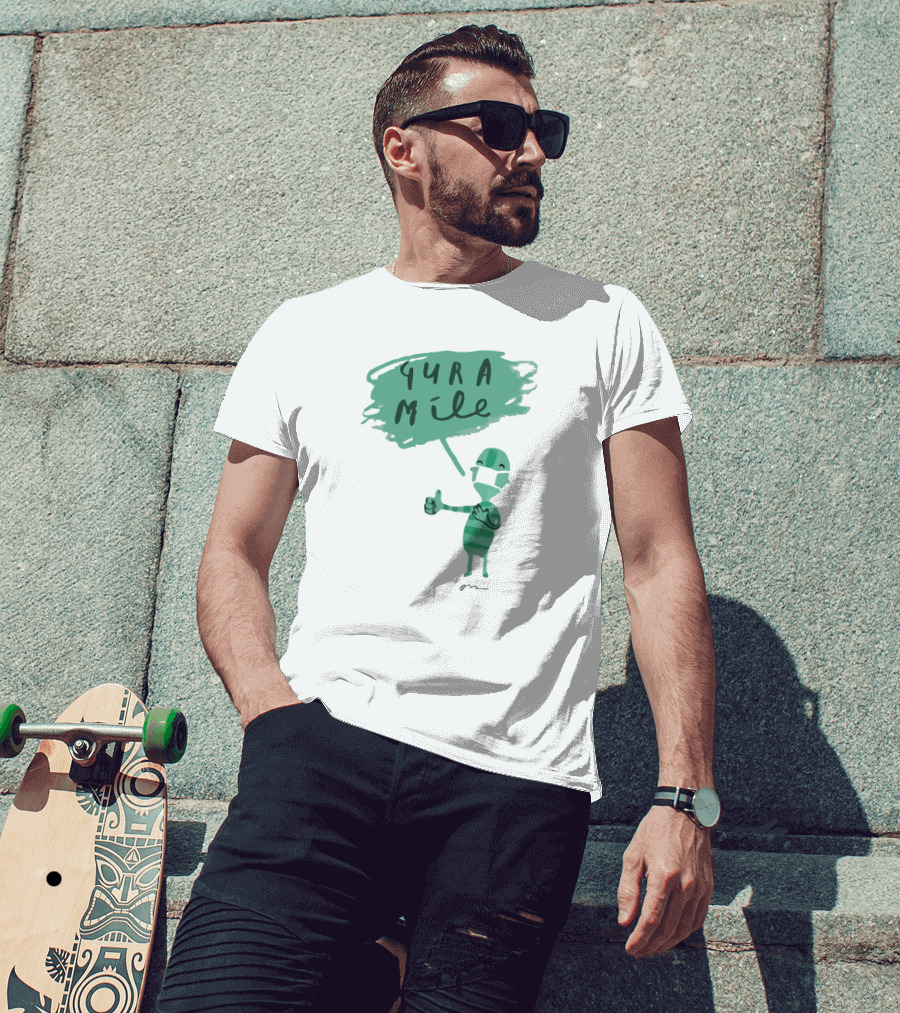 Gura Míle Green Cartoon Figure Thumbs Up T-Shirt
