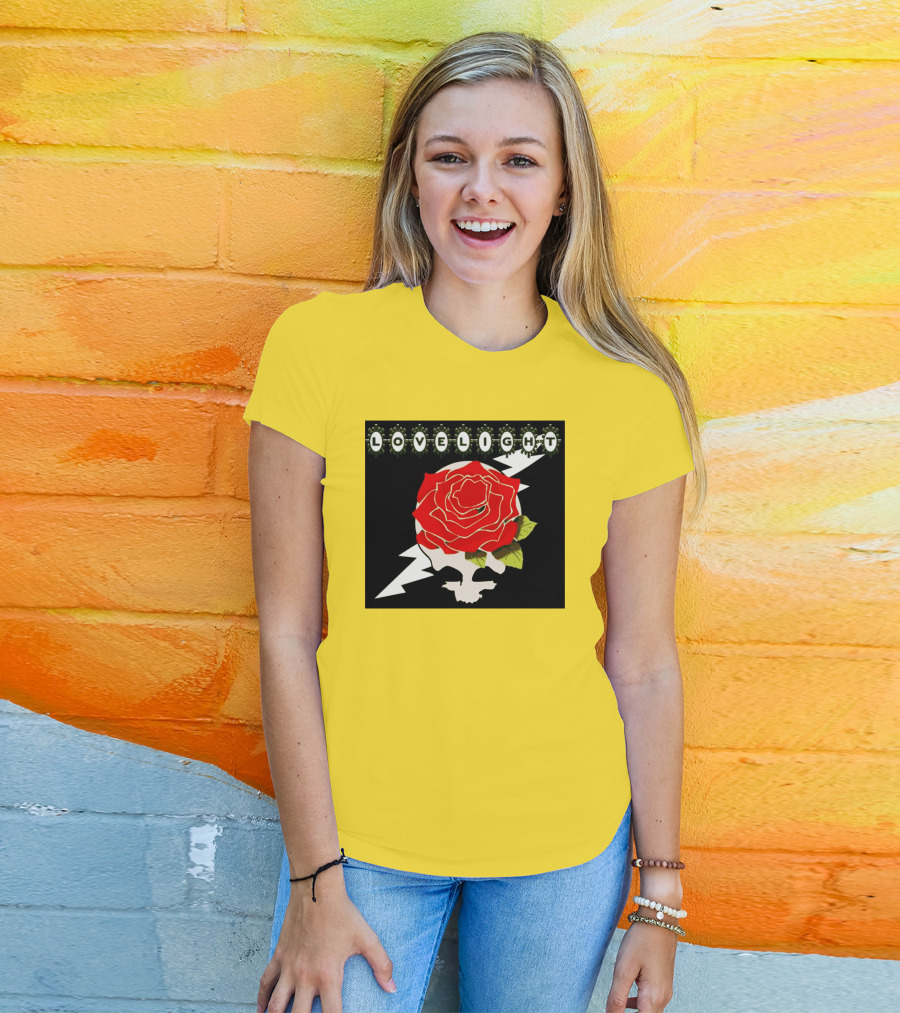 Lovelight Rose Skull With Lightning Bolt T-Shirt