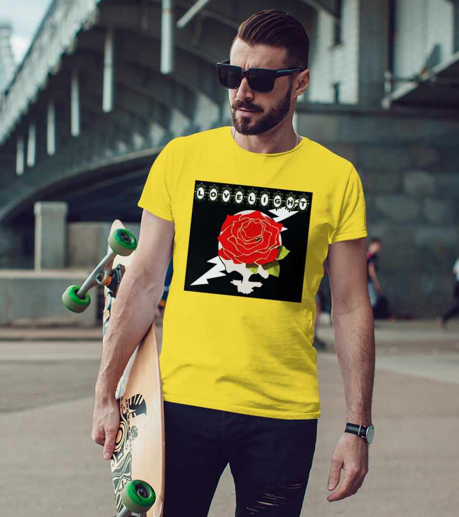 Lovelight Rose Skull With Lightning Bolt T-Shirt