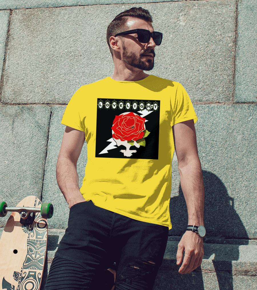 Lovelight Rose Skull With Lightning Bolt T-Shirt