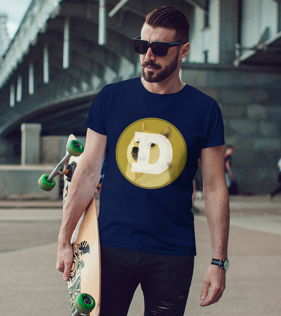 Dogecoin Dog Meme Cryptocurrency Icon D Letter T-Shirt