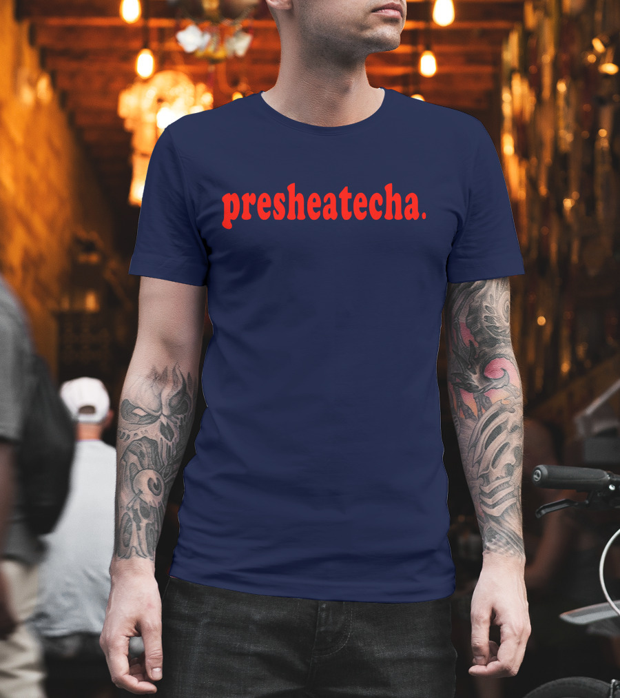 Presheatecha Thank You in Red Text on Dark Blue Background T-Shirt