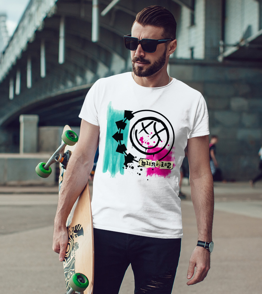 Jack And Sally Blink 182 I Miss You Smile Logo Paint Splatter T-Shirt