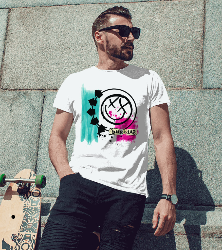 Jack And Sally Blink 182 I Miss You Smile Logo Paint Splatter T-Shirt
