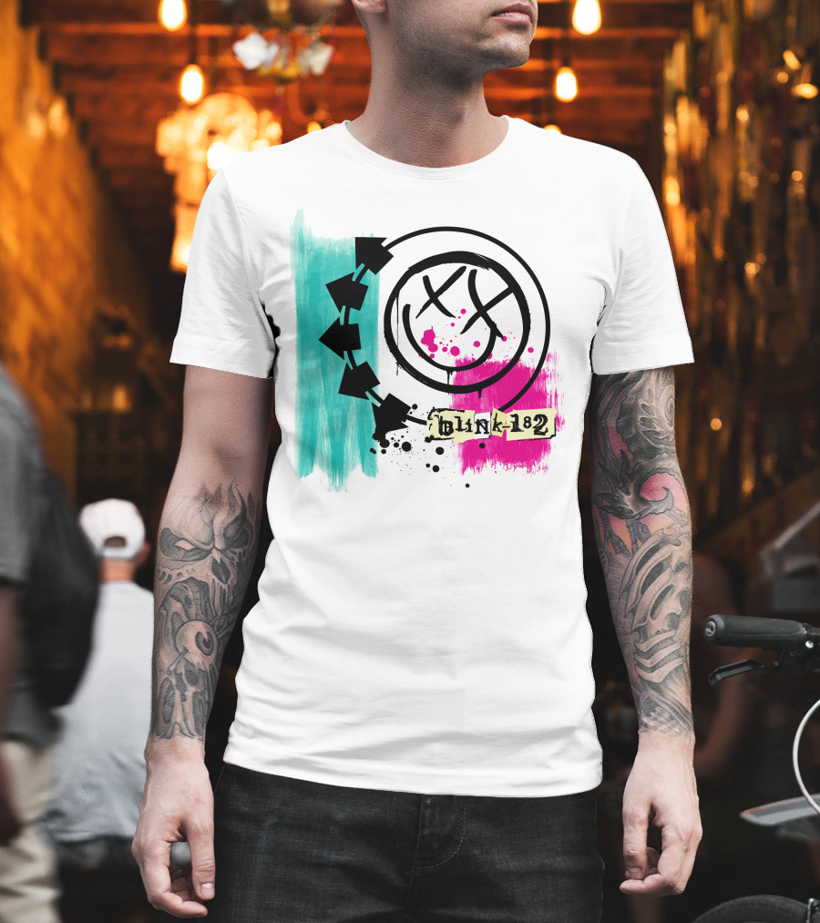 Jack And Sally Blink 182 I Miss You Smile Logo Paint Splatter T-Shirt