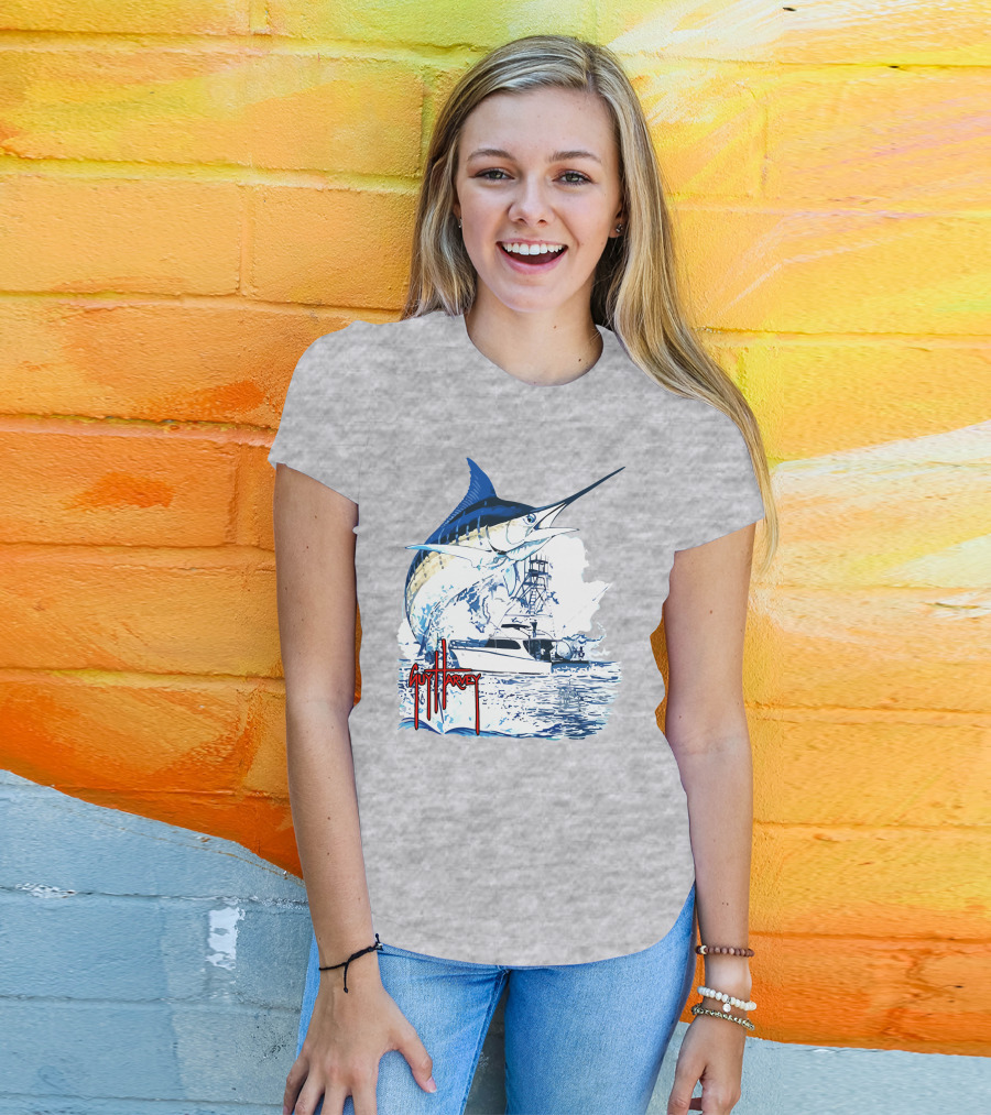 Guy Harvey Marlin Fishing Boat Ocean Adventure T-Shirt