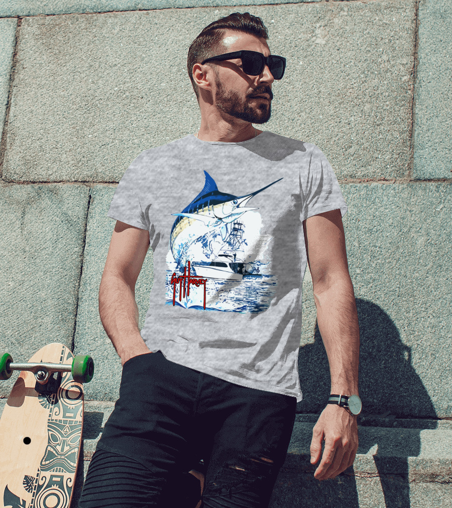 Guy Harvey Marlin Fishing Boat Ocean Adventure T-Shirt