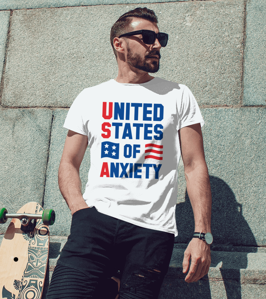 United States Of Anxiety USA Flag T-Shirt