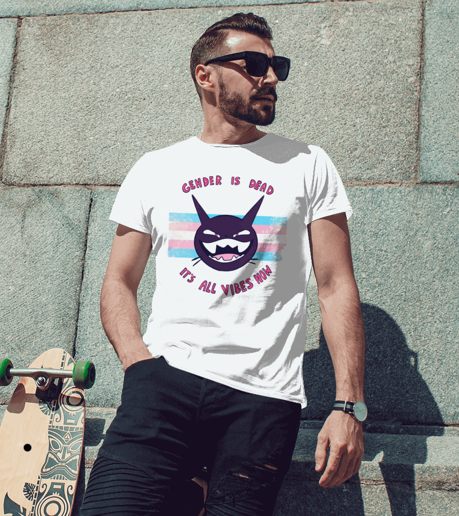 Gender Is Dead It's All Vibes Now Trans Flag Ghost Face T-Shirt