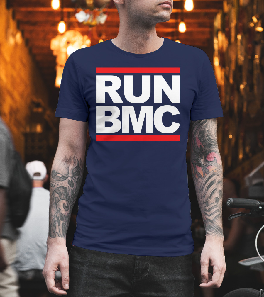 RUN BMC Bold White Text With Red Bars T-Shirt