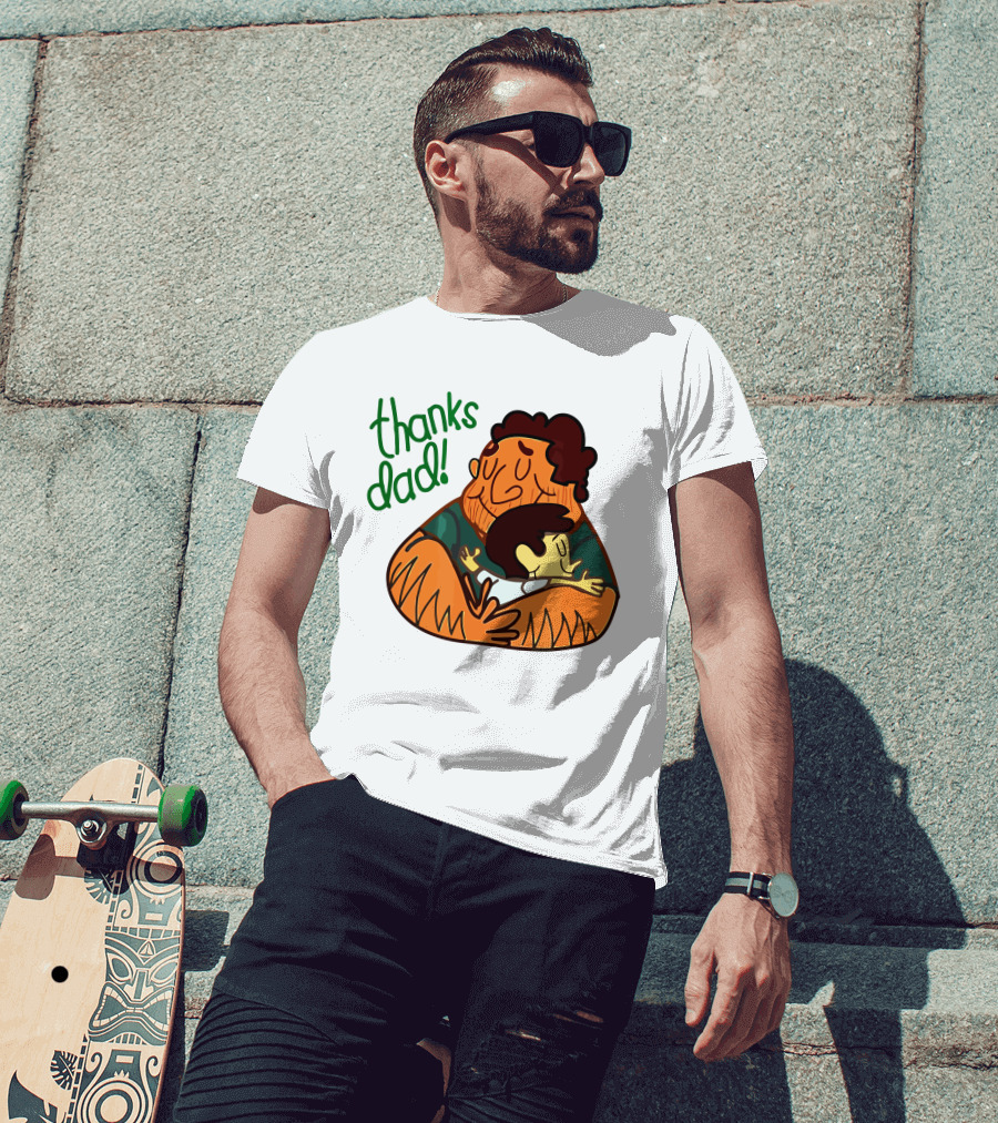 Thanks Dad Happy Hugging Dad And Child T-Shirt
