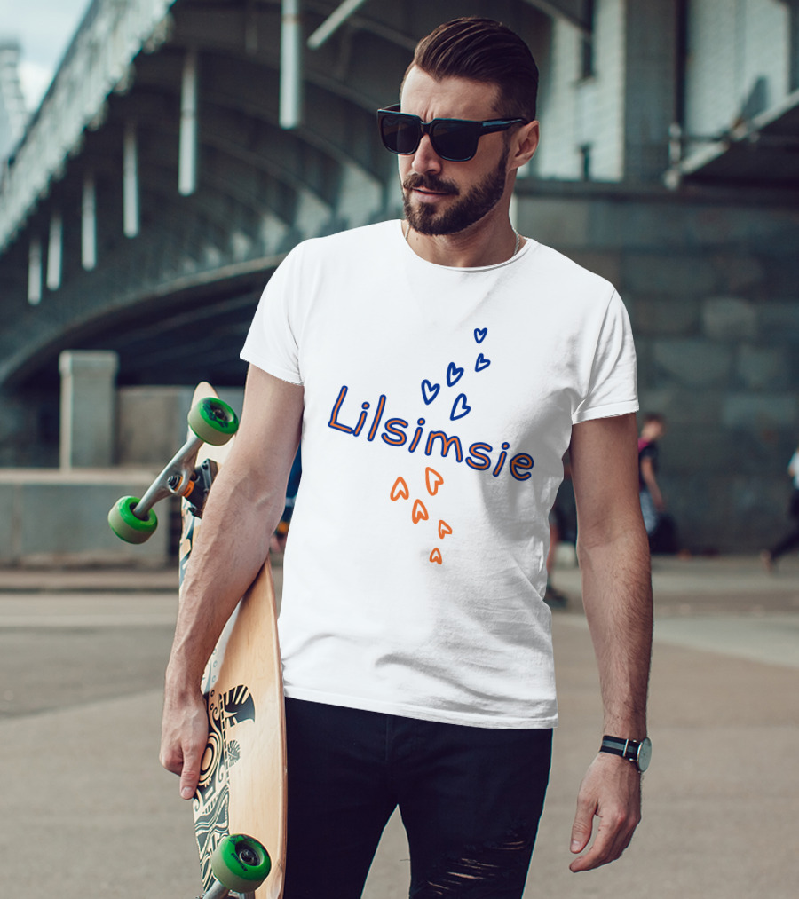 Lilsimsie Heart Pattern In Blue And Orange T-Shirt