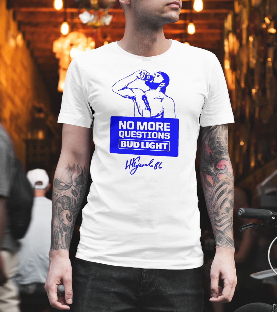 Nikita Kucherov No More Questions Bud Light 86 Logo Blue T-Shirt