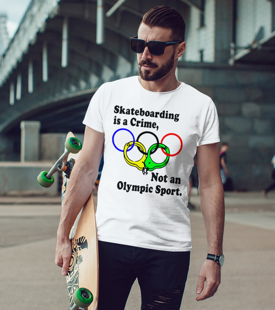 Skateboarding Is A Crime Not An Olympic Sport Handcuff Rings T-Shirt