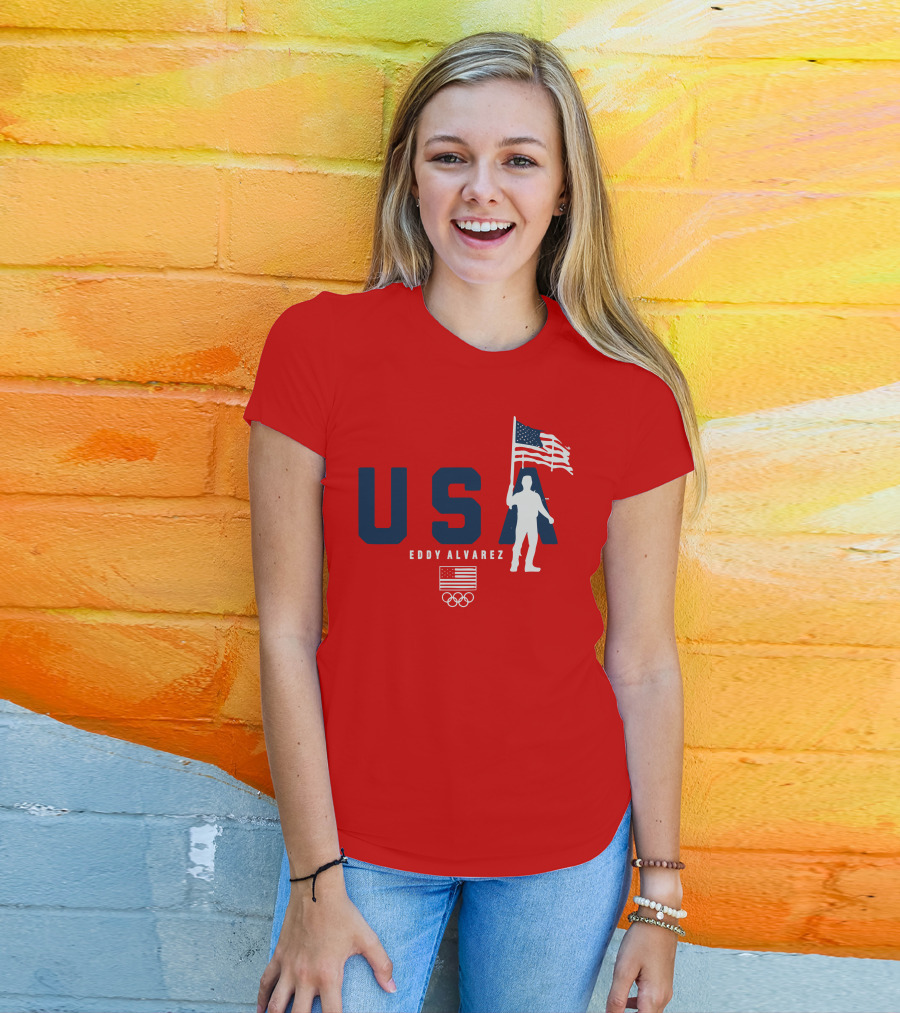 USA Eddy Alvarez Olympic Flag Bearer T-Shirt