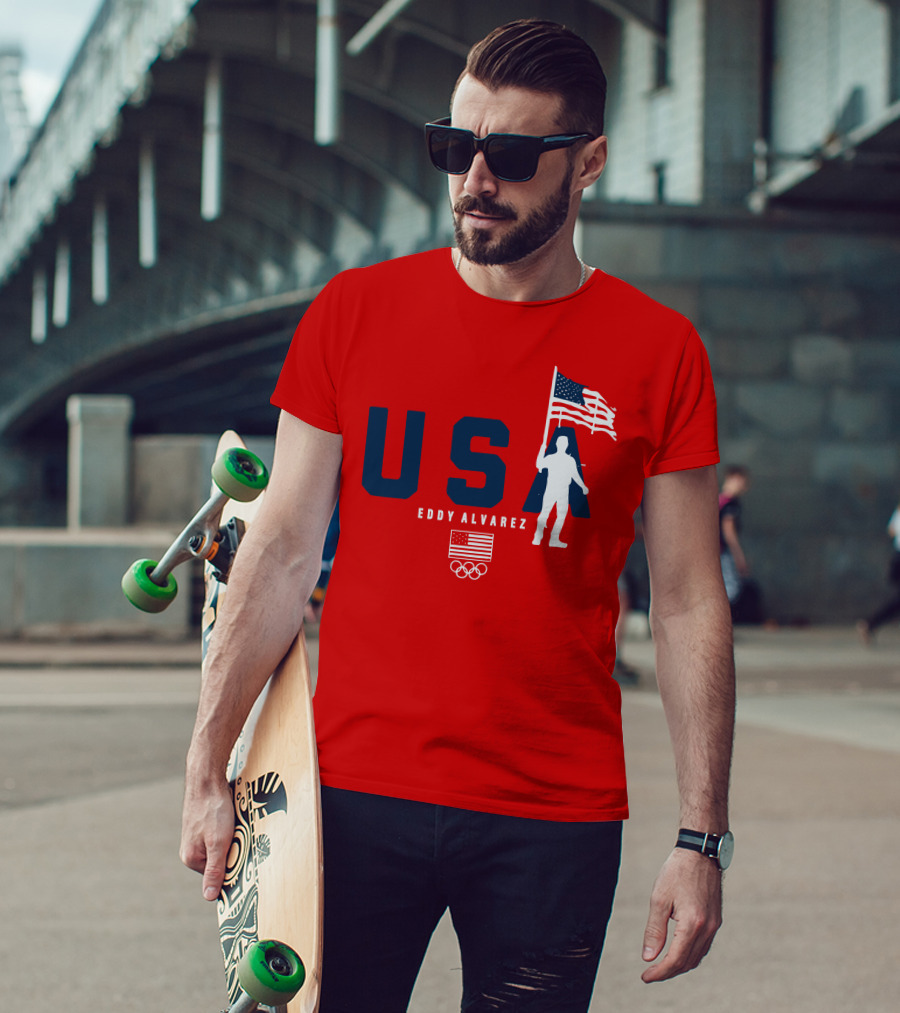 USA Eddy Alvarez Olympic Flag Bearer T-Shirt