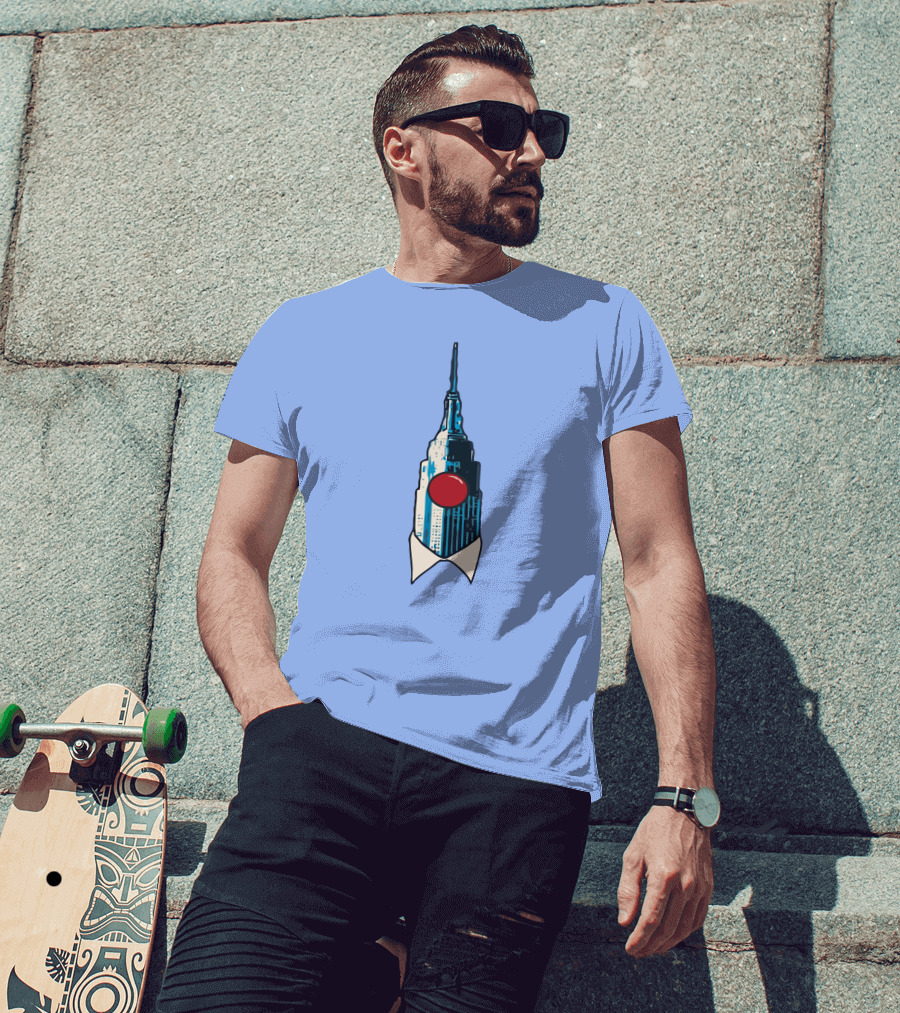 Dave Portnoy The Empire State Building Clown Shirt Blue Background T-Shirt